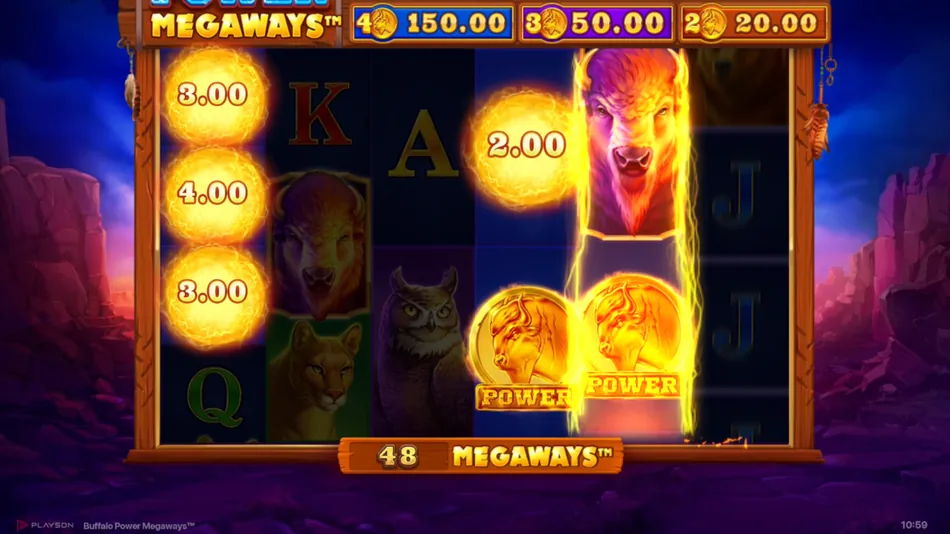 Buffalo Power Megaways Bonus Game sticky Bonus and Power symbols