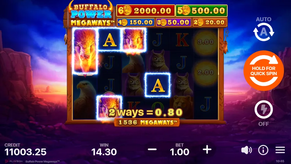 Buffalo Power Megaways Free Spins with Wild X2 in a winning combination
